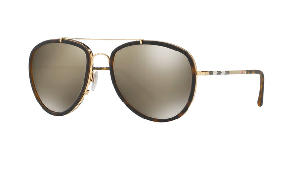Burberry BE3090Q Brushed Gold, Dark Havana Men's Sunglasses